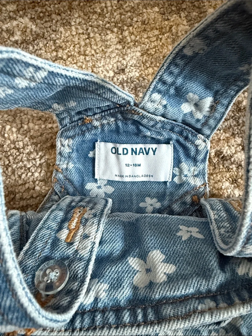 Floral denim overall romper